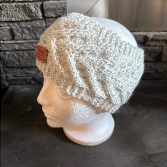 Handmade Knit Ear Warmer in Cream - Picture 2 of 6